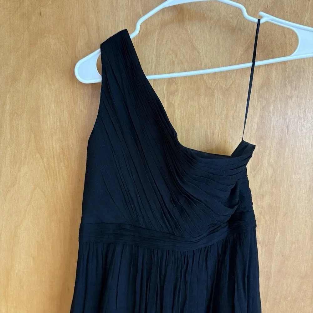 J‎ CREW SHORT DRESS SILK CHIFFON FORMAL 4 KYLIE ONE SHOULDER Black #41825